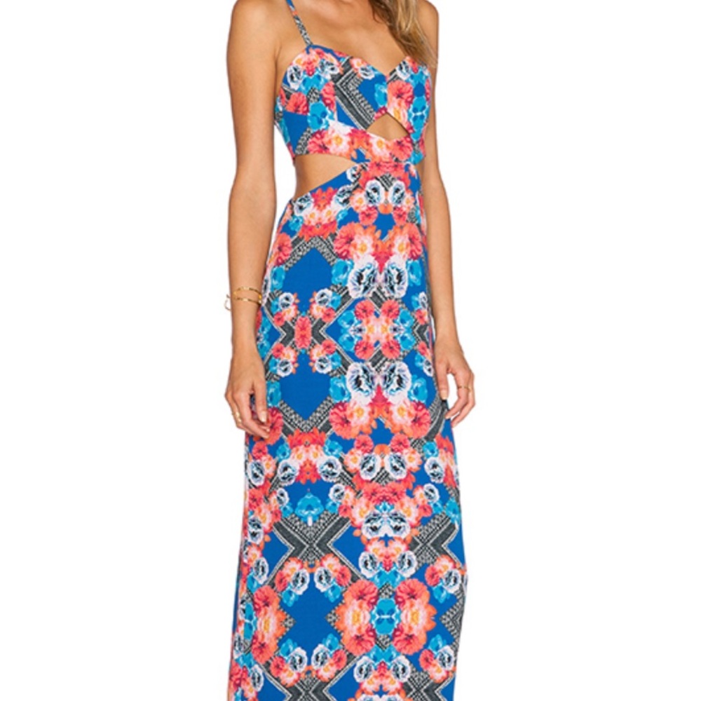 Cute floral maxi dress with cut outs